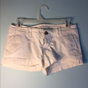 Low rise white chino shorts